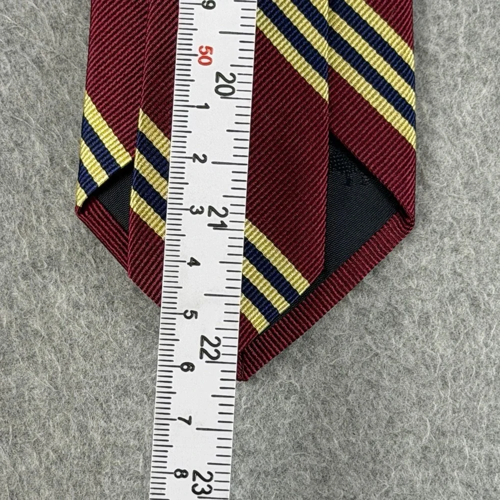 Vintage Brooks Brothers Boys Silk Rep Stripe Tie USA Burgundy Navy Gold 44x2.75